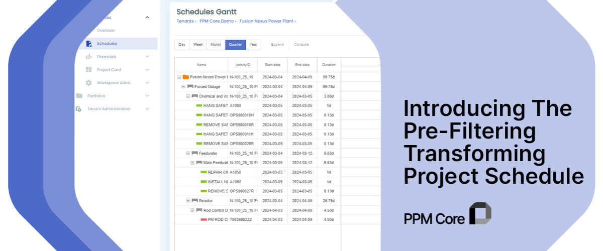 prefilltering in ppm core a cloud software solution for project and portfolio management